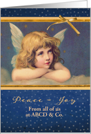 Custom personalized, Business Christmas card, vintage angel card