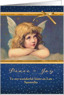 Custom personalized Christmas card, vintage angel card