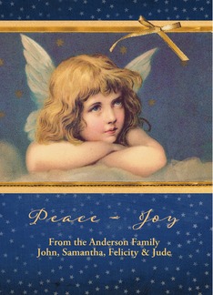 Custom personalized Christmas card, vintage angel