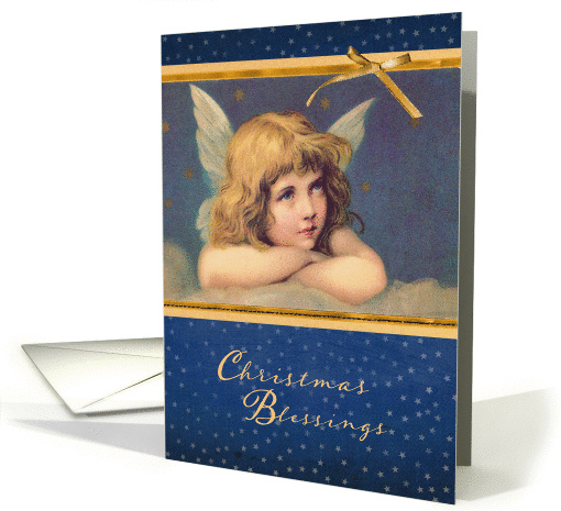 Christmas Blessings, Christian Christmas card, vintage angel card