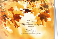 Thank you for your kind expressions of sympathy, autumnal leaves card