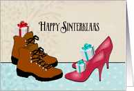 Happy Sinterklaas, Dutch holiday, boots, high heels, presents card