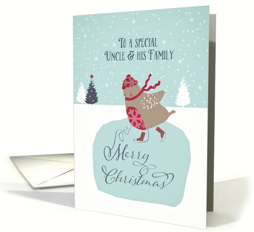For uncle and his family, Christmas card, skating robin card (1311854)
