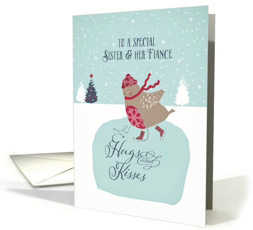 To my sister and her fiance, Christmas card, skating robin card