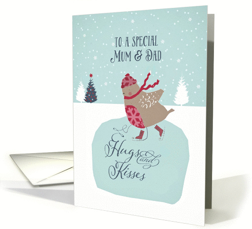 To a special mum and dad, Christmas card, skating robin card (1312148)