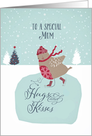 To a special mum, Christmas card, skating robin card