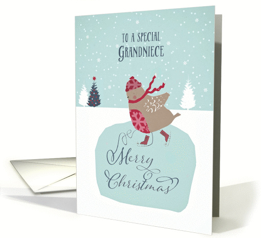 To my special grandniece, Christmas card, skating robin card (1312500)
