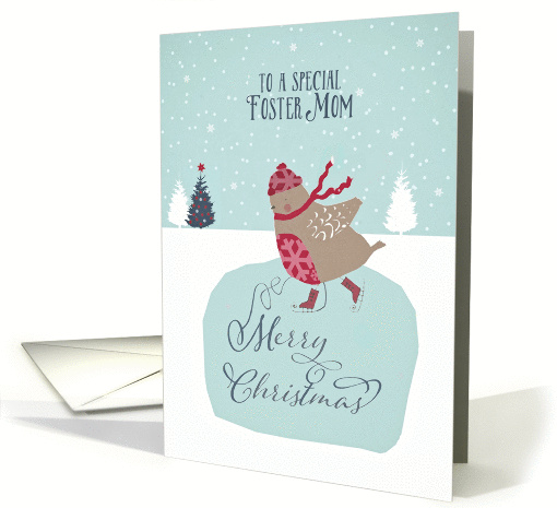 To my foster mom, Christmas card, skating robin card (1312794)