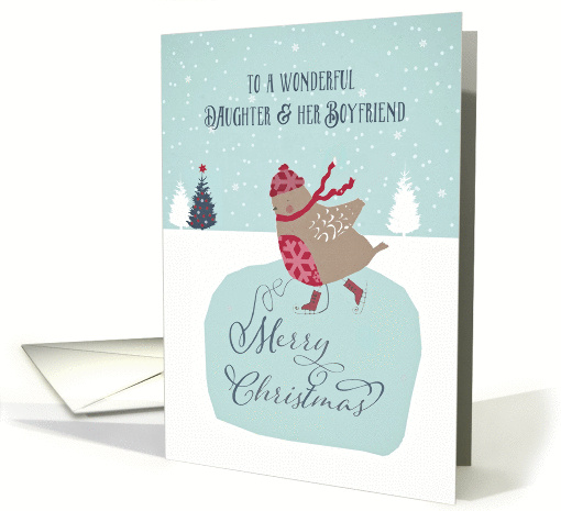 To my daughter and her boyfriend, Christmas card, skating robin card
