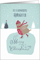 To my daughter, Christmas card, skating robin card