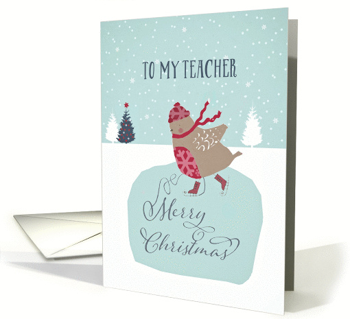 To my teacher, Christmas card, skating robin card (1313492)