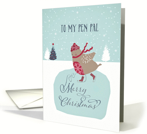 To my pen pal, Christmas card, skating robin card (1313510)