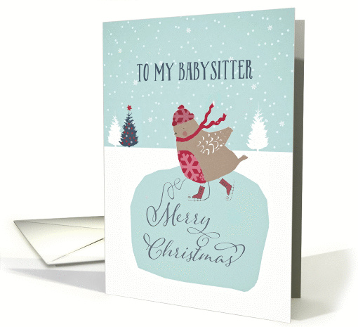 To my babysitter, Christmas card, skating robin card (1313754)