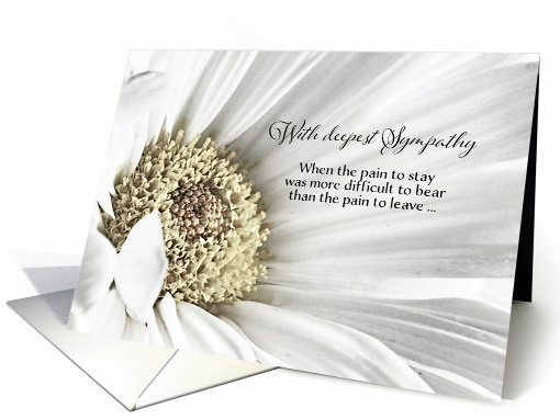 With deepest Sympathy, death by suicide, white flower card (1314376)