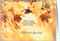 With deepest Sympathy, death by suicide, autumn, leaves card