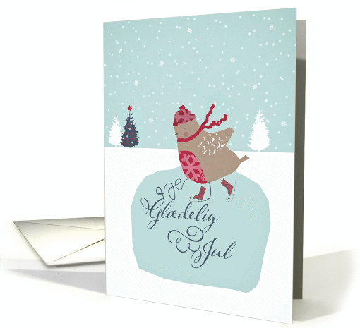 Merry Christmas in Danish, Gldelig jul, skating robin card (1315188)