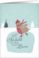 Merry Christmas in Cornish, Nadelik Lowen, skating robin card