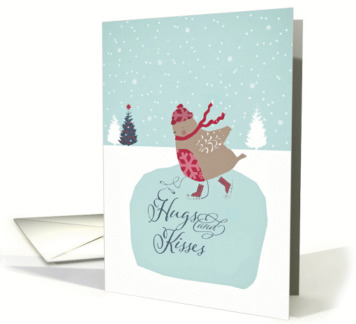 Hugs and Kisses, Christmas card, cute skating robin card (1315200)