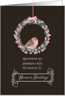 For Grandson and his Wife, Season’s Tweetings, robin, wreath card