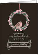 For Grandma and Grandpa, Season’s Tweetings, robin and wreath card