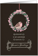 For Godfather, Season’s Tweetings, robin & wreath card