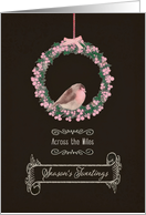 Across the miles, Season’s Tweetings, robin & wreath card