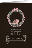Christmas Blessings to our Pastor, scripture, robin card