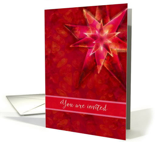 You are invited to an open house Christmas Party, glowing star card
