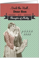 Dear Son, Deck the Hall, Vintage Christmas card