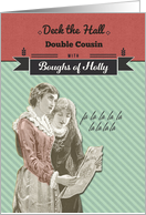 For Double Cousin, Deck the Hall, Vintage Christmas card