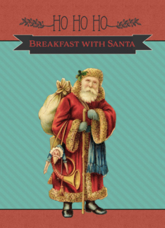Invitation Breakfast with Santa, Vintage Santa Claus