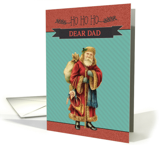 For Dad, HO HO HO from Santa, Vintage Christmas card (1328580)