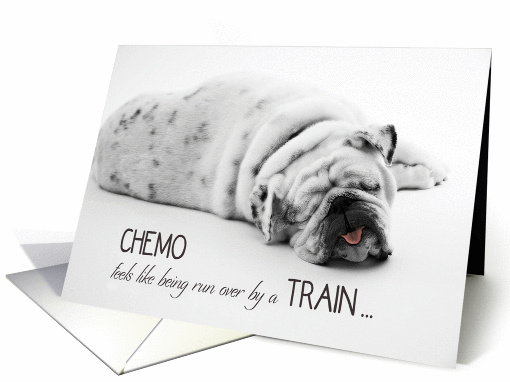 Cancer encouragement card, Chemo, exhausted Bulldog card (1328970)