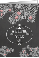 Merry Christmas in Scots, Yew Branches, Chalkboard effect card