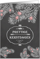 Merry Christmas in Dutch, Yew Branches, Chalkboard effect card