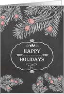 Happy Holidays, Yew branches, Chalkboard effect card