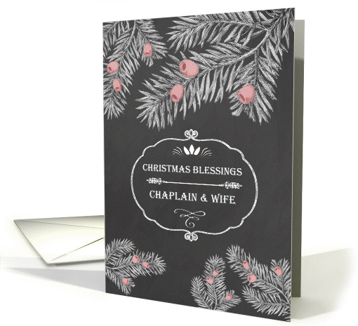 Christmas Blessings for Chaplain and his Wife, Chalkboard effect card