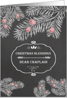 Christmas Blessings for Chaplain, Chalkboard effect card