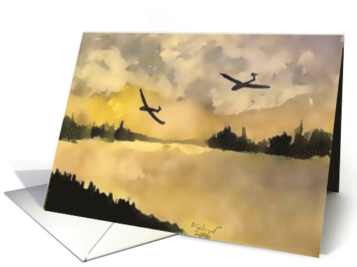 Happy Father's Day! Glider Planes, Lake, Forest card (158262)