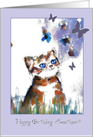 Happy birthday to my Daughter, cute kitten and butterflies card