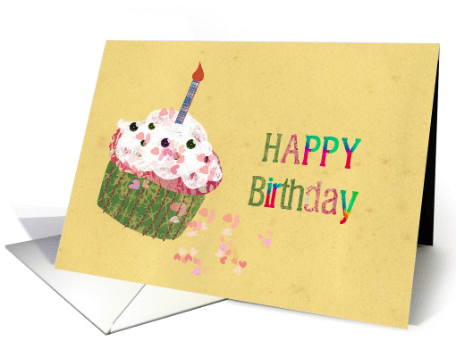 happy birthday, 40 ?, one candle on cupcake, humorous card (170985)