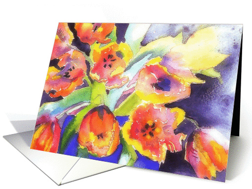 happy birthday, yellow tulips,christian birthday card (177128)