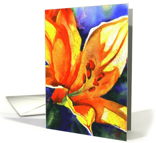 Happy Birthday, Yellow Lilies, Watercolor, Irish Blessing card