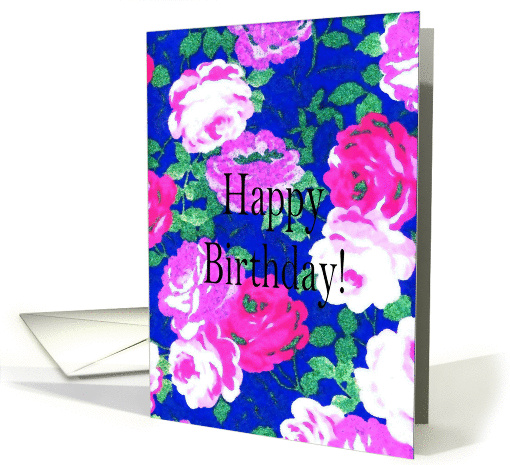 happy birthday pink,red roses card (181701)