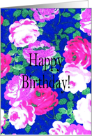 happy birthday pink,red roses card