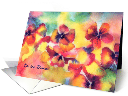 Irish Blessing Watercolor Painting Pansy Flowers card (183095)