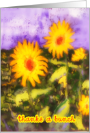 thanks, yellow sunflowers,pastel drawing card