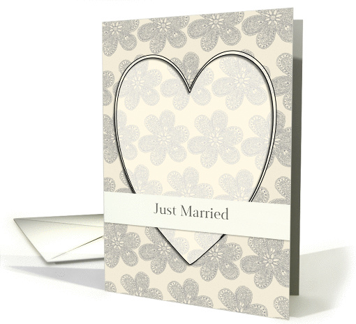 Announcement just married - heart & flowers card (186841)