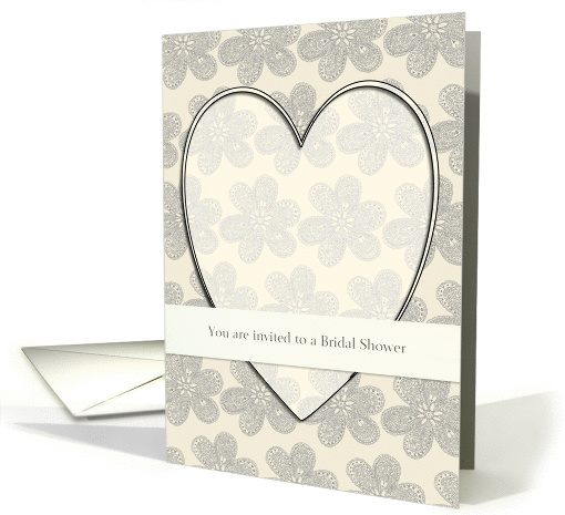 you are invited to a bridal shower - heart & flowers card (186845)