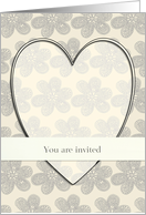 You are invited, wedding invitation - heart & flowers card